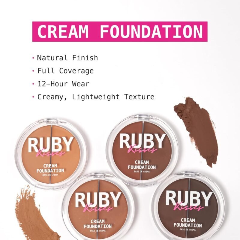 Ruby Kisses 3D Face Creator Cream Foundation & Concealer, 12 Hours Long Lasting, Medium to Full Coverage, Non-Greasy, Ideal for Makeup & Contour Palette (Level 12) - Image 3