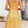 HUHOT Women's Summer Casual Square Neck Dress with Pocket Cute Sleeveless High Waist A-line Sundress Midi Dresses - Image 3