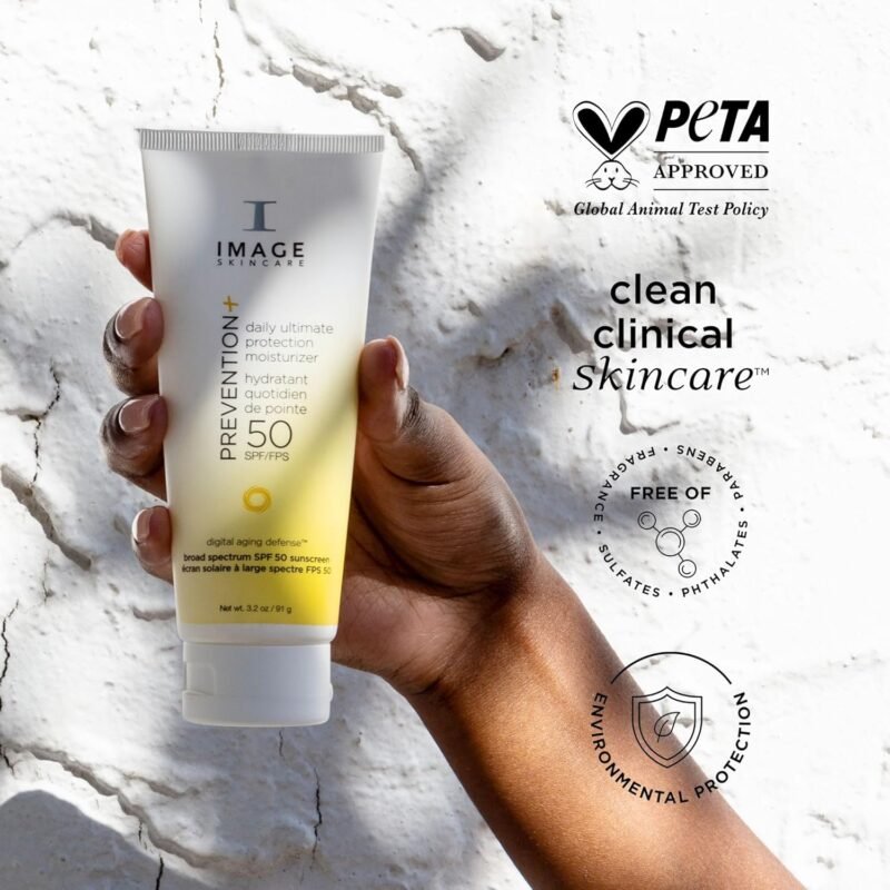 IMAGE Skincare PREVENTION+ Daily Ultimate Protection Moisturizer, SPF 50 Face Sunscreen Lotion, Zinc Oxide, Blendable with No White Cast, 3.2 oz - Image 3