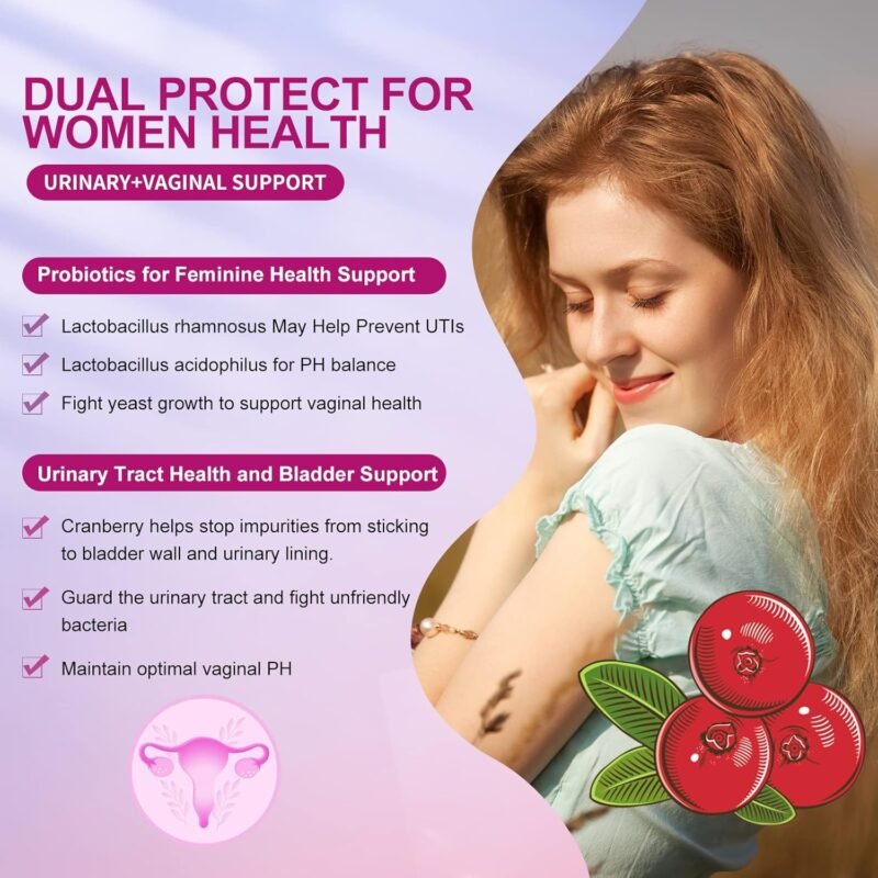 Women's Probiotic, with Cranberry Extract, Organic Prebiotics & Vitamin C, 90 Billion CFUs,18 Strains, Help for Boost Immune, Digestive, Gut Health & Women's Health, Gluten & Soy Free,90 Tablets - Image 6