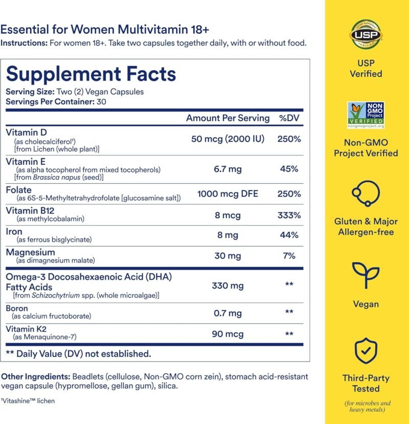 Ritual Multivitamin for Women 18+ with Vitamin D3 for Immune Support*, Vegan Omega 3 DHA, B12, Iron, Gluten Free, Non GMO, USP Verified, 30 Day Supply, 60 Capsules - Image 3