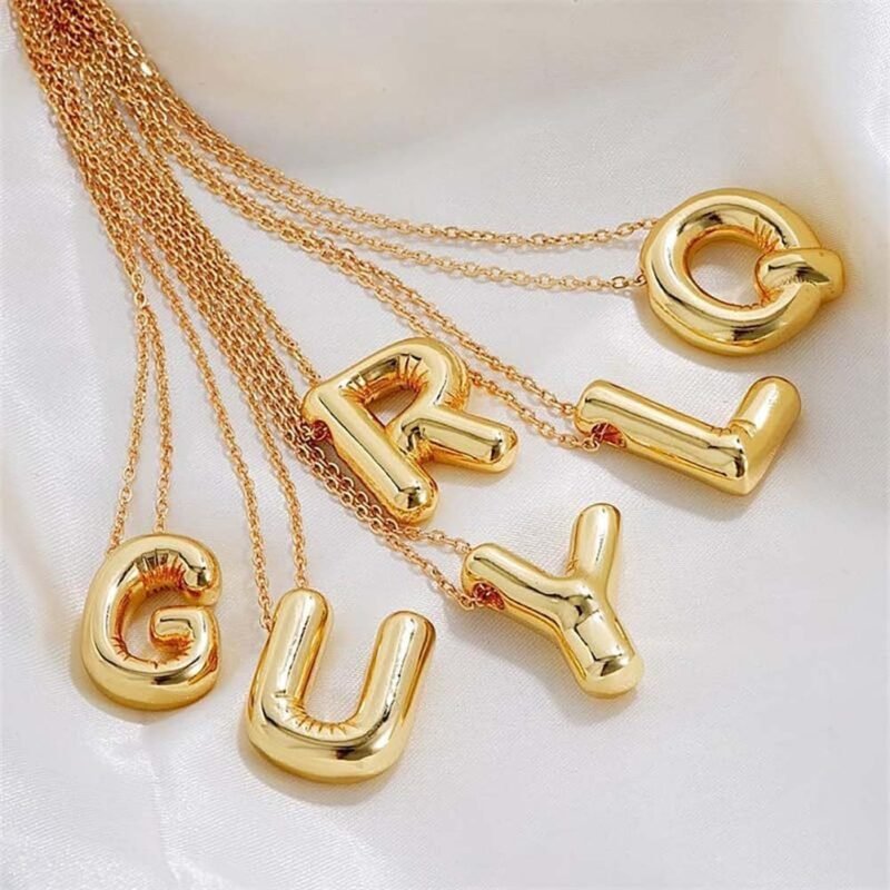 Gold Initial Necklaces for 𝐖𝐨𝐦𝐞𝐧 𝐓𝐞𝐞𝐧𝐬 𝐆𝐢𝐟𝐭𝐬 Trendy Stuff Bubble Letter Pendant Necklace Gold Jewelry Birthday Gifts for Women Teen Her Mom Sister - Image 5