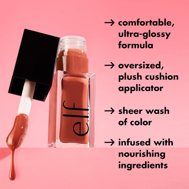 e.l.f. Glow Reviver Lip Oil, Nourishing Tinted Lip Oil For A High-shine Finish, Infused With Jojoba Oil, Vegan & Cruelty-free, Hot As Fudge - Image 4