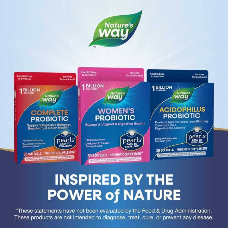 Nature's Way Women's Probiotic Pearls, Supports Vaginal and Digestive Health*, 1 Billion Live Cultures, No Refrigeration Required, 30 Softgels (Packaging May Vary) - Image 7