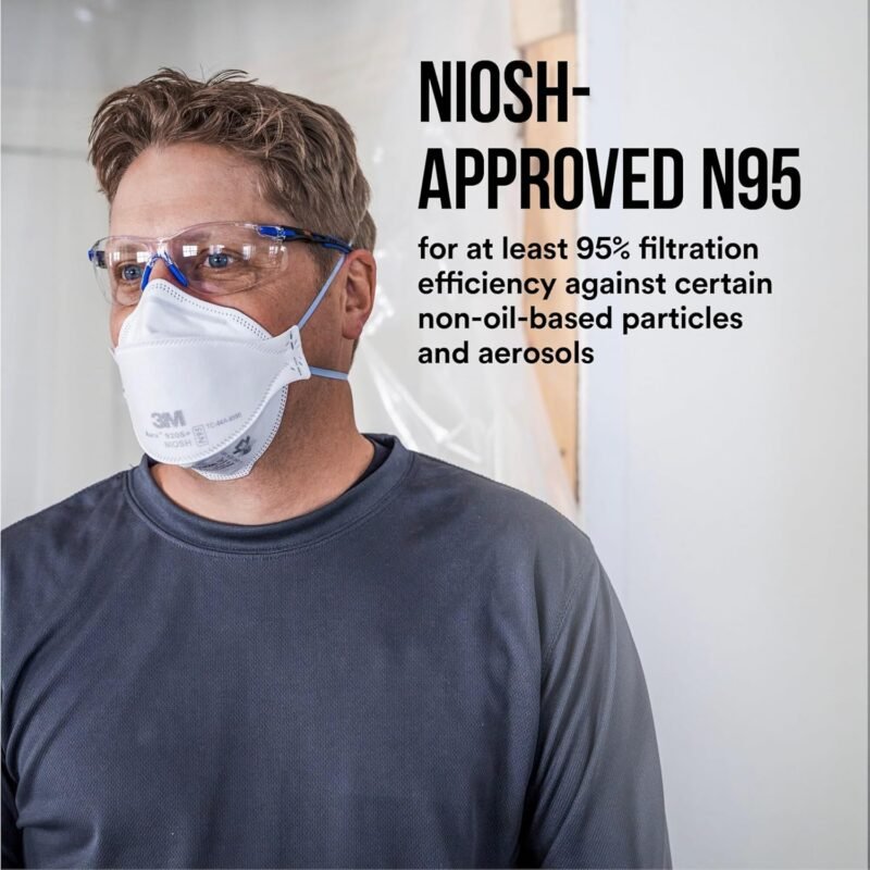 3M Aura Particulate Respirator 9205+ N95, Lightweight, Three Panel Designed Respirator Helps Provide Comfortable And Convenient Respiratory Protection, 10-Pack - Image 2