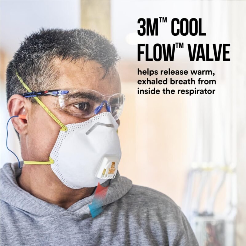 3M N95 Respirator 8511, 10 Pack, NIOSH-APPROVED N95, Features 3M COOL FLOW Exhalation Valve, Relief From Dusts & Certain Particles During Sanding, Pollen, Mold Spores, Dust Particles (8511DB1-A-PS) - Image 2