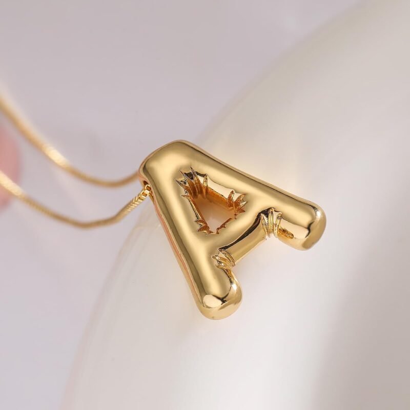 Gold Initial Necklaces for 𝐖𝐨𝐦𝐞𝐧 𝐓𝐞𝐞𝐧𝐬 𝐆𝐢𝐟𝐭𝐬 Trendy Stuff Bubble Letter Pendant Necklace Gold Jewelry Birthday Gifts for Women Teen Her Mom Sister - Image 2