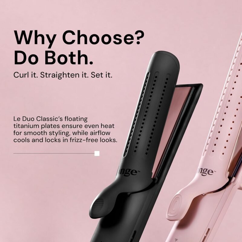 L'ANGE HAIR Le Duo Standard 360° Airflow Styler | 2-in-1 Curling Wand & Titanium Flat Iron Hair Straightener | Professional Hair Curler with Cooling Air Vents | Dual Voltage & Adjustable Temp (Blush) - Image 2