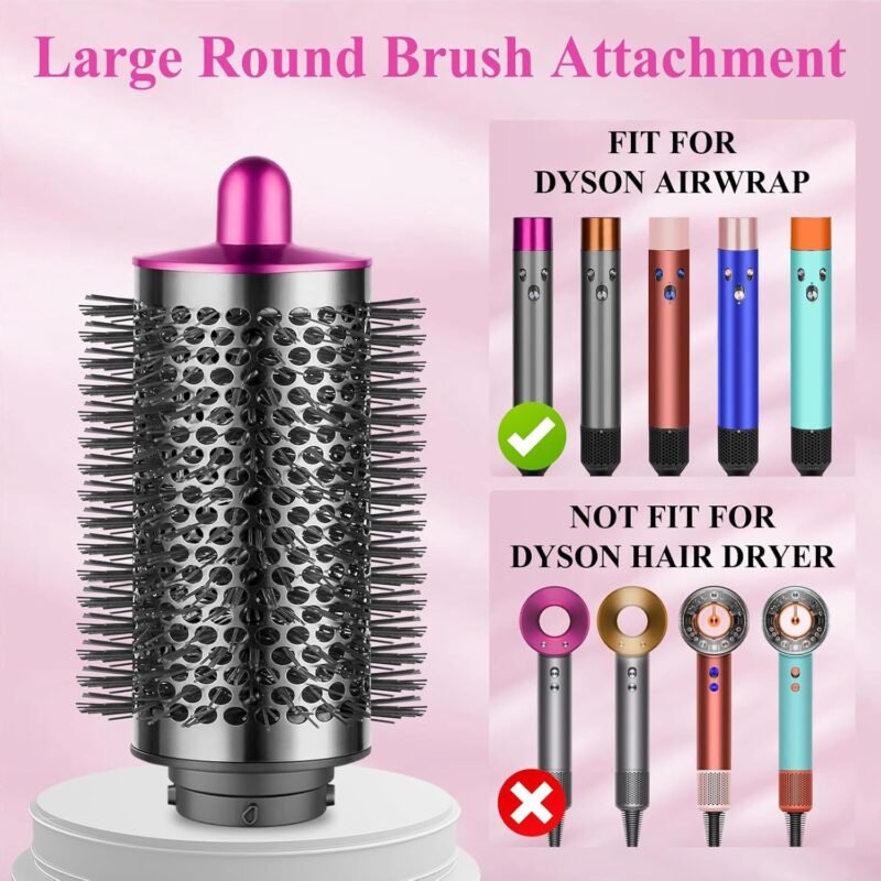 Large Round Volumizing Brush for Dyson Airwrap Accessories Bigger Oval Round Brush Volumizer Attachment Tool, Rose - Image 2
