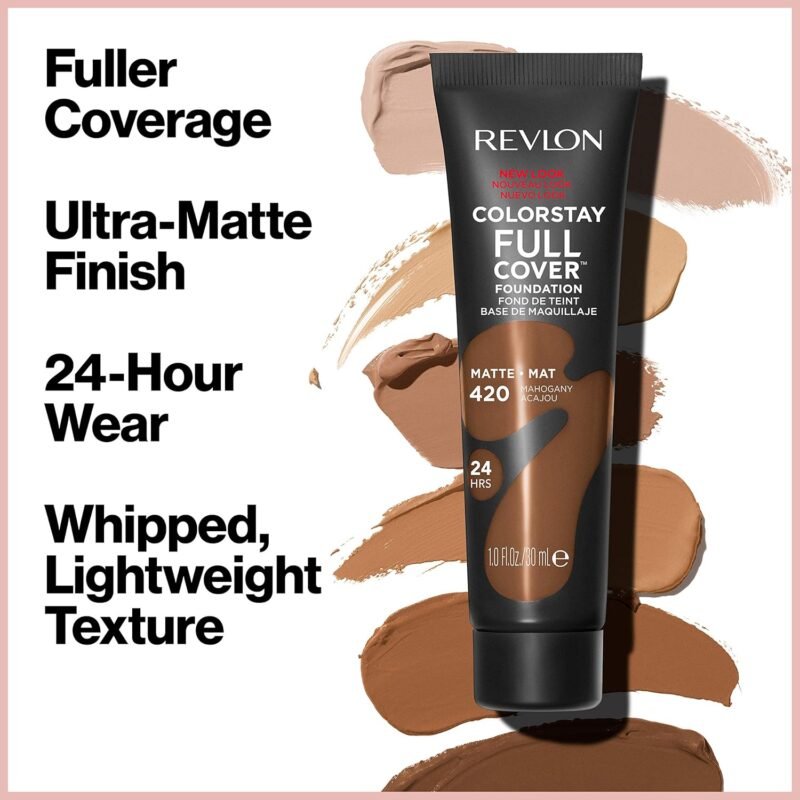 Revlon ColorStay Full Cover Longwear Matte Foundation, Heat & Sweat Resistant Lightweight Face Makeup, Buff (150), 1.0 oz - Image 2