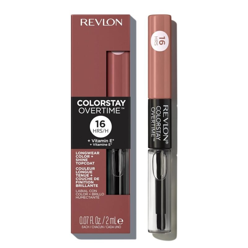 Revlon Liquid Lipstick with Clear Lip Gloss, ColorStay Overtime Lipcolor, Dual Ended with Vitamin E, 540 Unstoppable Nude, 0.07 Fl Oz - Image 2