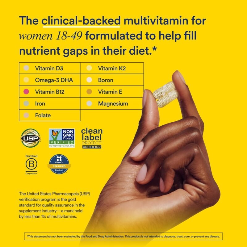 Ritual Multivitamin for Women 18+ with Vitamin D3 for Immune Support*, Vegan Omega 3 DHA, B12, Iron, Gluten Free, Non GMO, USP Verified, 30 Day Supply, 60 Capsules - Image 2