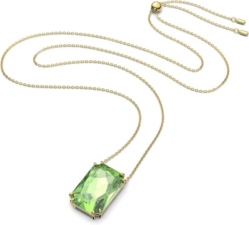 SWAROVSKI Millenia Earring and Necklace Crystal Jewelry Collection, Gold Tone Finish, Green Crystals - Image 2