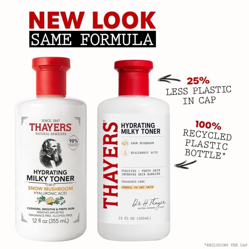 THAYERS Milky Face Toner Skin Care with Snow Mushroom and Hyaluronic Acid, Natural Gentle Facial Toner, for Dry and Sensitive Skin, 355mL - Image 2