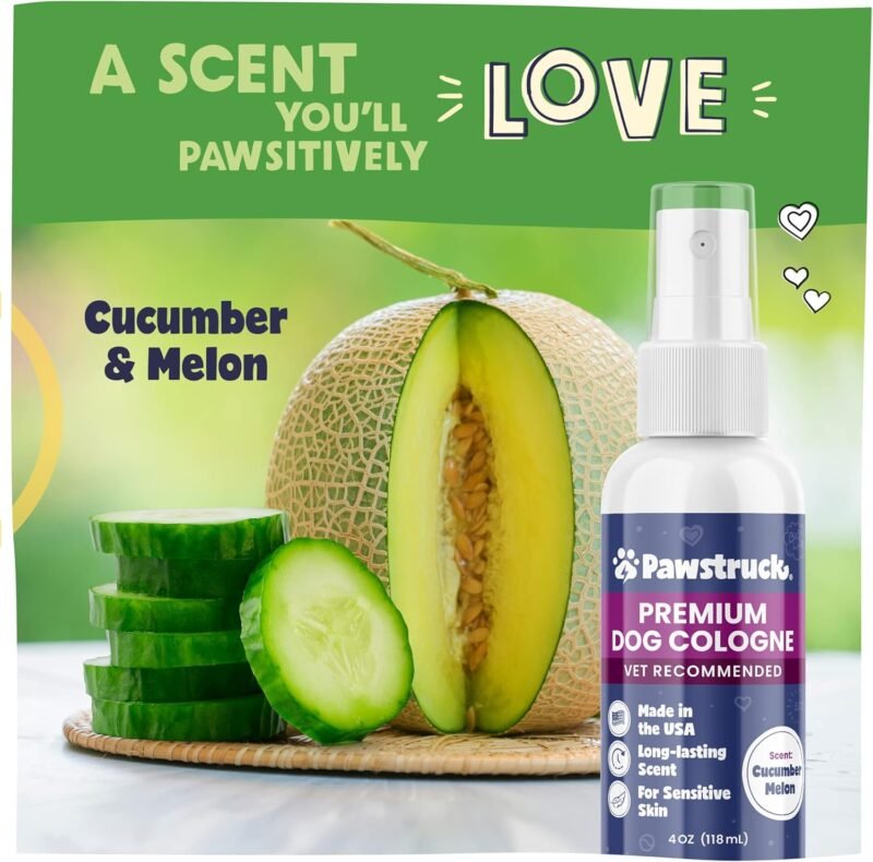 Vet Recommended Premium Dog Cologne & Perfume Deodorizing Spray - Long Lasting Puppy Safe Sensitive Skin Formula Made in USA - Grooming Odor Eliminator - Fresh Cucumber Melon Scent - Alcohol Free 4 oz - Image 2
