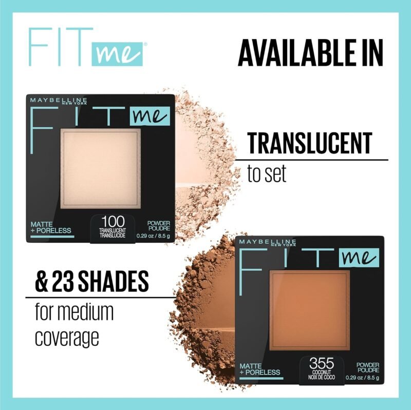 Maybelline Fit Me Matte + Poreless Pressed Face Powder Makeup & Setting Powder, Translucent, 1 Count - Image 3