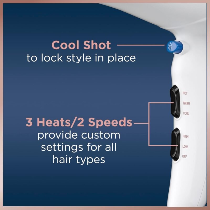 Conair Double Ceramic Hair Dryer with Diffuser | Blow Dryer with Ionic Conditioning | Includes Diffuser and Concentrator | Amazon Exclusive - Image 5