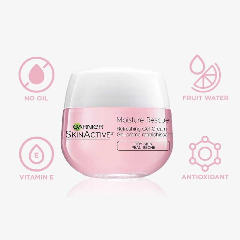 Garnier SkinActive Moisture Rescue Refreshing Gel-Cream for Dry Skin, Oil-Free, 1.7 Oz (50g), 1 Count (Packaging May Vary) - Image 3