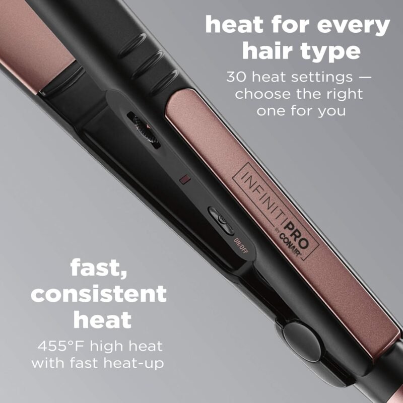 CONAIR INFINITIPRO Rose Gold Ceramic Flat Iron, 1-inch - Image 3