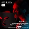 LED Face Mask Light Therapy, 4 Modes Portable Red Light Therapy for Face with 2000mAh Rechargeable Remote, Blue, Orange, 850NM Infrared & Red Light Mask, 400 LEDs for Anti-Aging, at Home - Image 4