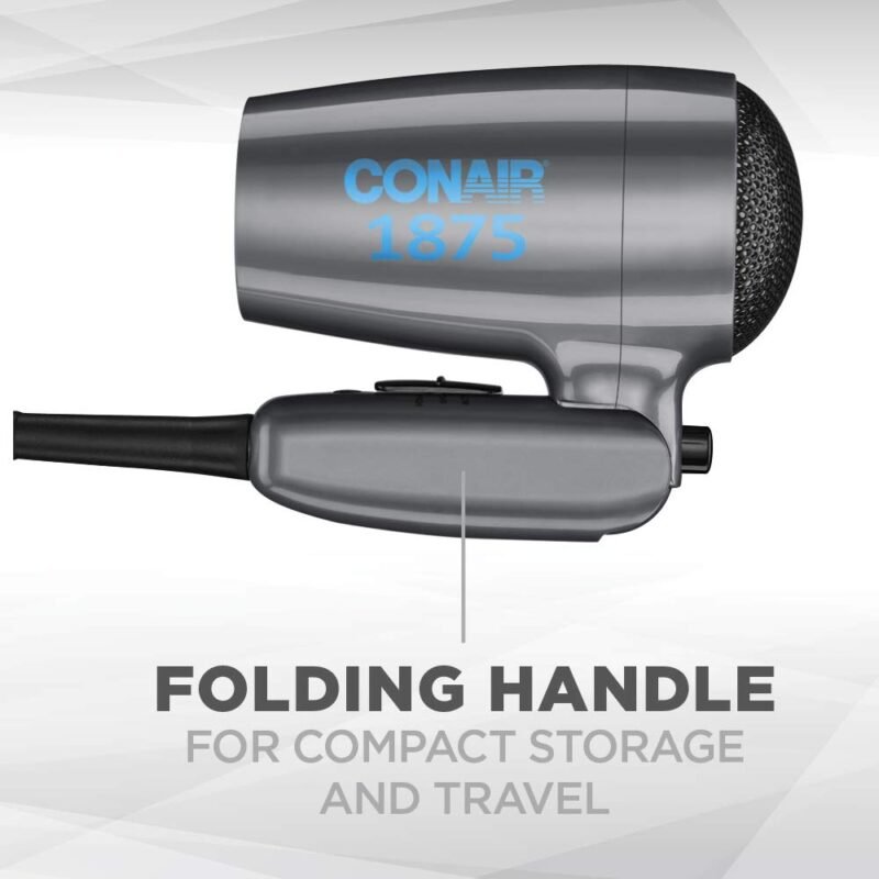 Conair Travel Hair Dryer with Dual Voltage, 1875W Compact Hair Dryer with Folding Handle, Travel Blow Dryer - Image 3