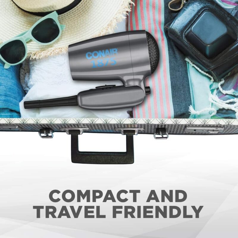 Conair Travel Hair Dryer with Dual Voltage, 1875W Compact Hair Dryer with Folding Handle, Travel Blow Dryer - Image 6