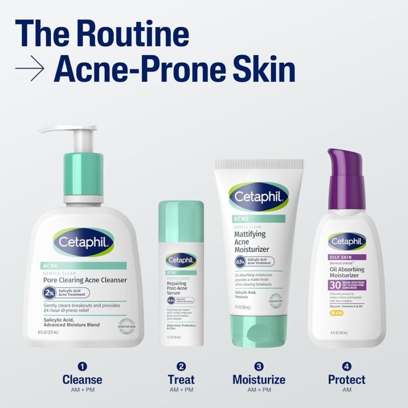 Cetaphil Gentle Clear Pore Clearing Acne Cleanser, Foaming Gel Cleanser for Sensitive, Acne-Prone Skin, 8 Fl Oz Pump Bottle, 2% Salicylic Acid, Gently Exfoliates, Dermatologist Recommended Brand - Image 6