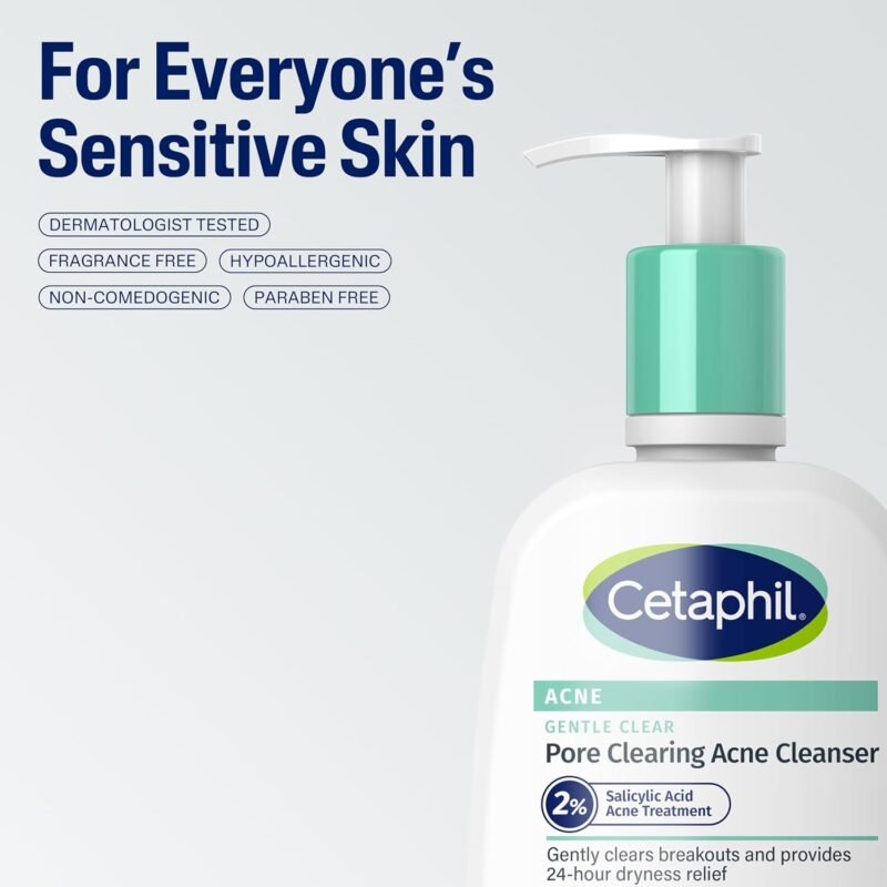Cetaphil Gentle Clear Pore Clearing Acne Cleanser, Foaming Gel Cleanser for Sensitive, Acne-Prone Skin, 8 Fl Oz Pump Bottle, 2% Salicylic Acid, Gently Exfoliates, Dermatologist Recommended Brand - Image 7