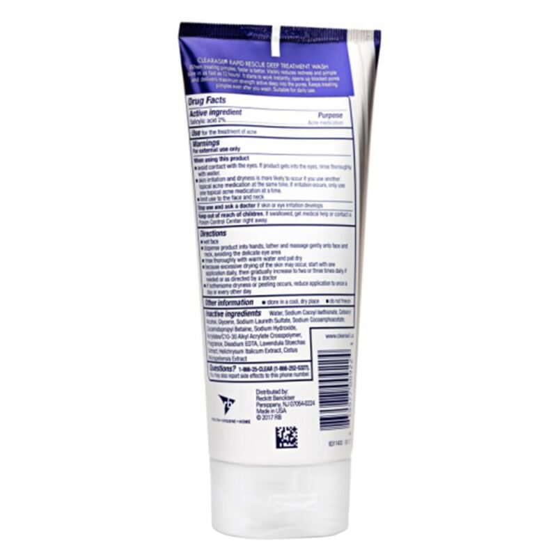 Clearasil Rapid Rescue Deep Treatment Acne Face Wash, Maximum Strenght with 2% Salicylic Acid Acne Medication, Acne Facial Cleanser, 6.78 fl oz - Image 3