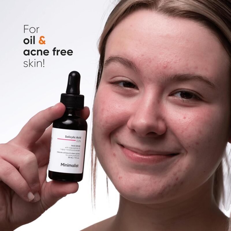 Minimalist 2% Salicylic Acid Serum For Acne, Blackhead & Open Pores | Reduces Excess Oil & Bumpy Texture | BHA Liquid Exfoliant for Acne Prone & Oily Skin | For Women & Men | 1 Fl Oz/30ml - Image 6