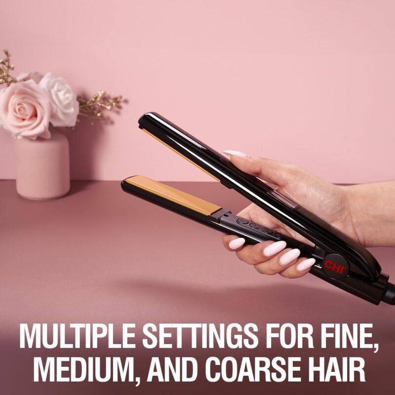 CHI Original Digital Ceramic Hairstyling Iron, Hair Straightener Delivers Shiny, Smooth Results, Even Heat for Less Damage, 1" Iron, Piano Black - Image 5