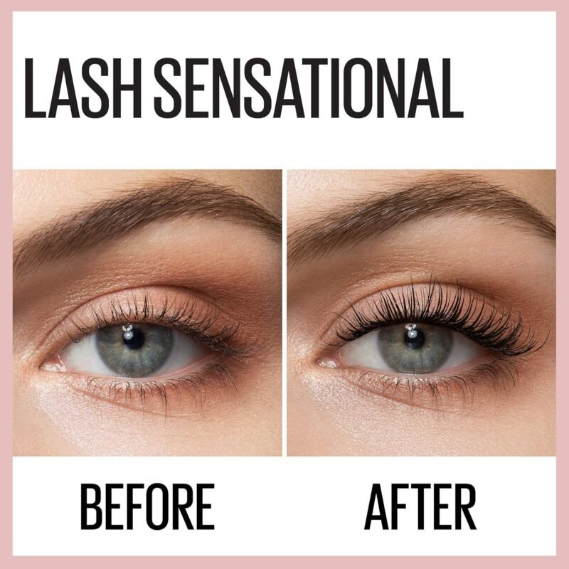 Maybelline Lash Sensational Waterproof Mascara, Lengthening and Volumizing for a Full Fan Effect, Brownish Black, 1 Count - Image 3