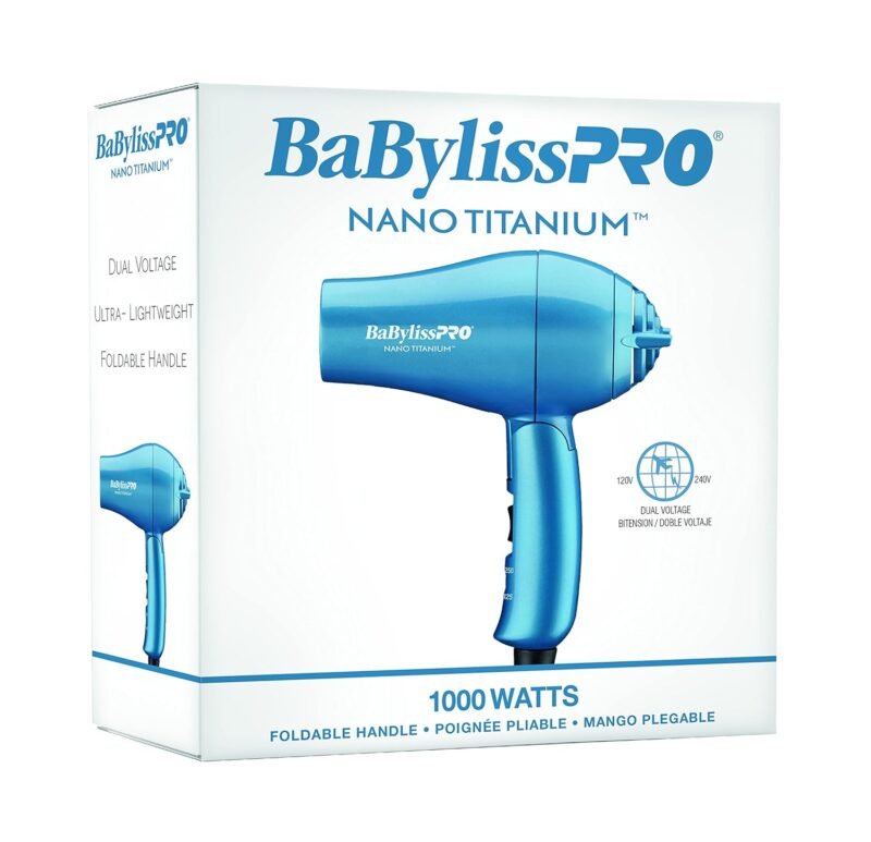 BaBylissPRO Nano Titanium Travel Dryer, Blue - Image 7