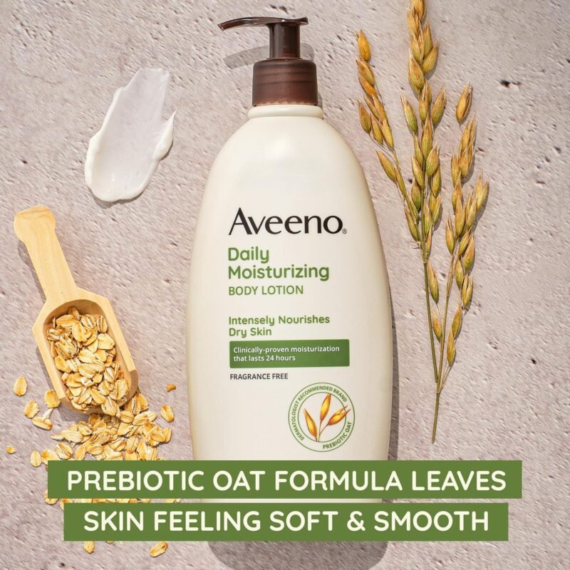 Aveeno Sheer Hydration Daily Moisturizing Fragrance-Free Lotion with Nourishing Prebiotic Oat, Fast-Absorbing Body Moisturizer for Dry Skin with Lightweight, Breathable Feel, 18 fl. oz - Image 6