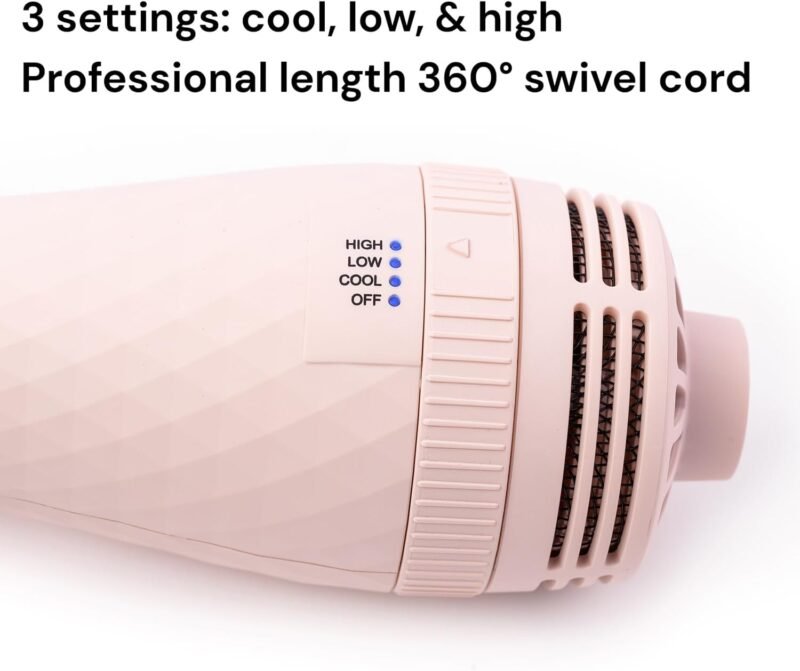 L'ANGE HAIR Le Volume 2-in-1 Titanium Blow Dryer Brush | Hot Air Brush in One with Oval Barrel | Hair Styler for Smooth, Frizz-Free Results for All Hair Types (Blush - 60mm) - Image 4