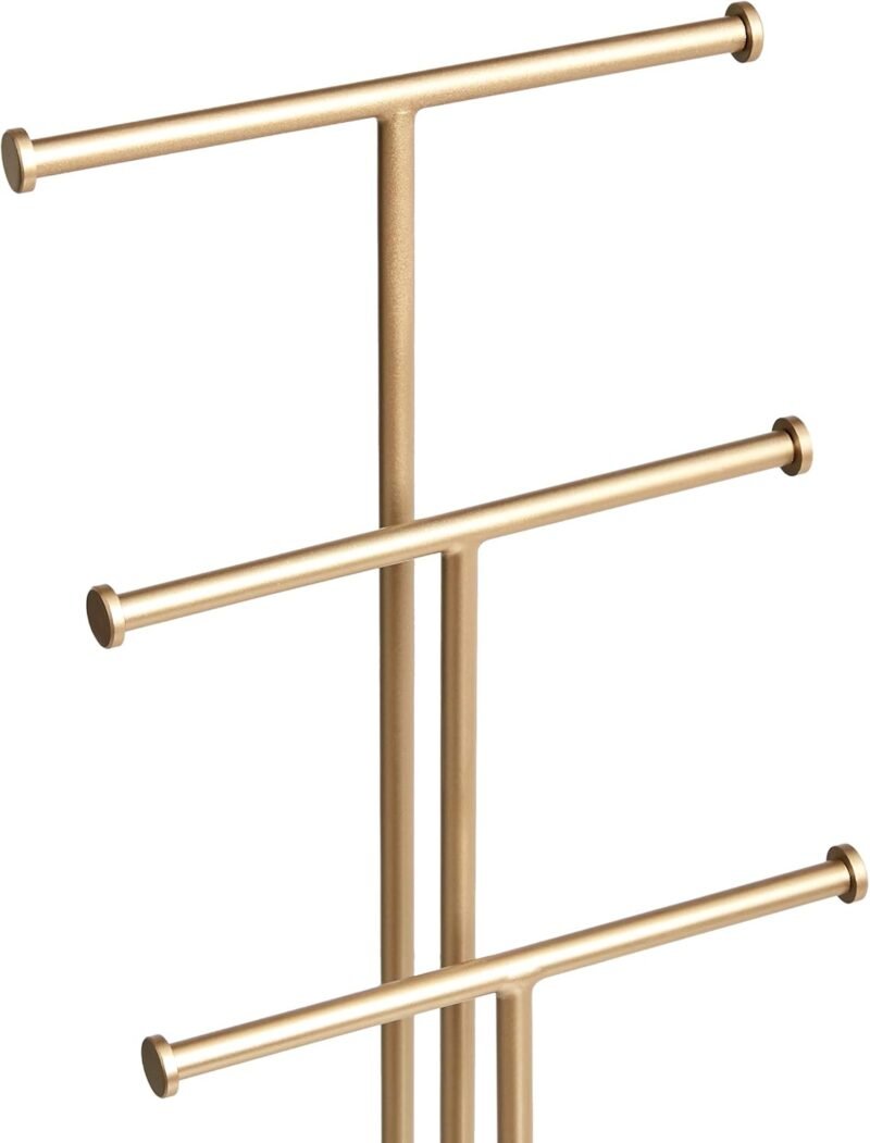 Amazon Basics Four-Tier Jewelry Tree Stand - White/Brass - Image 4