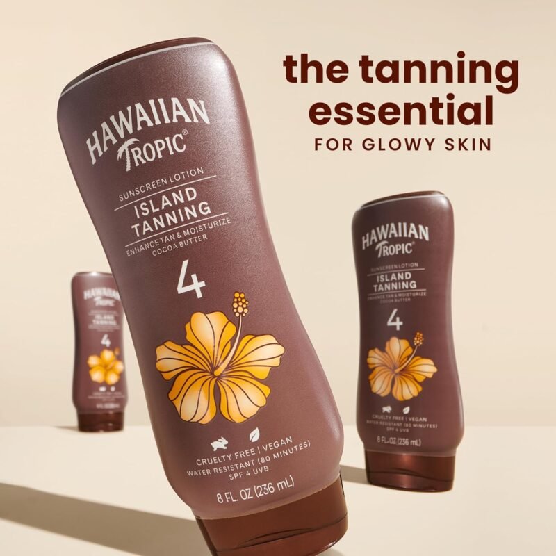 Hawaiian Tropic Island Tanning Lotion - Outdoor Tanning Lotion with SPF 4, Oxybenzone Free Sunscreen, 8oz, Twin Pack - Image 3