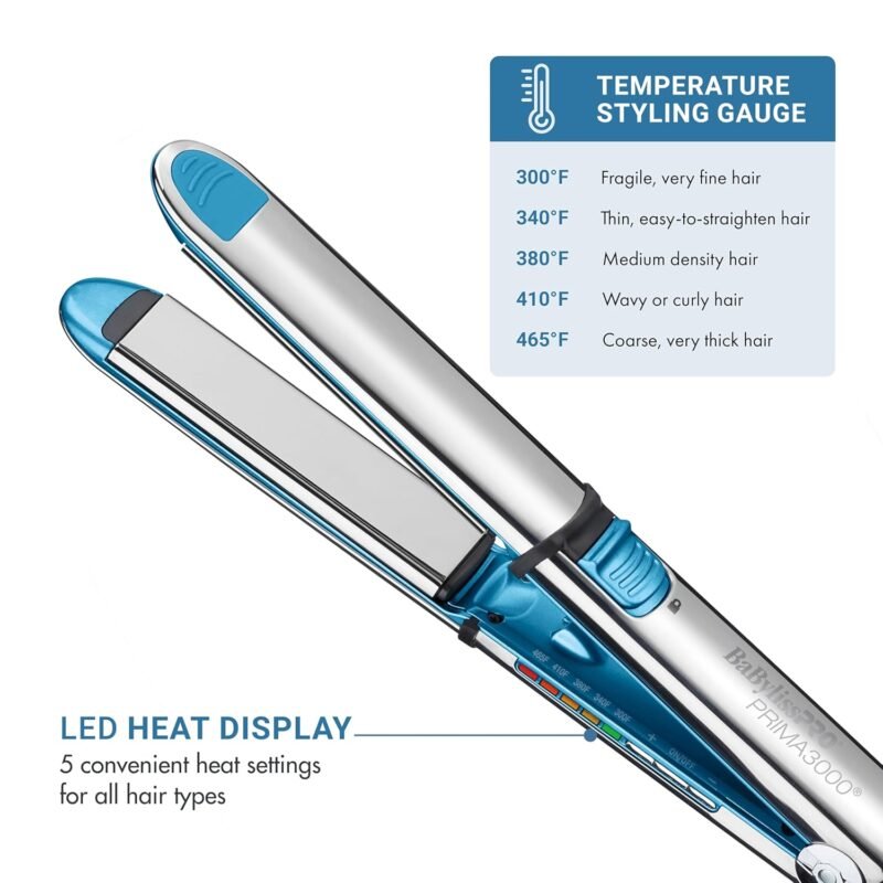 BaBylissPRO Nano Titanium Prima Ionic Hair Straightener – Professional Flat Iron & Curling Iron in One for Stylists, Pro Styling Hair Tool - Image 4