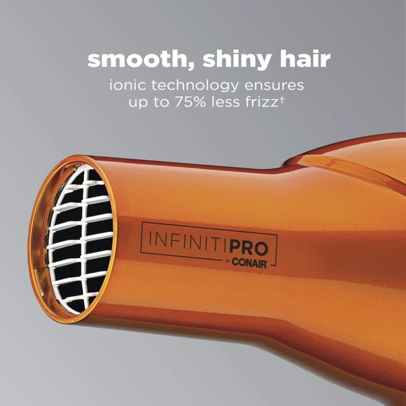 INFINITIPRO by CONAIR Hair Dryer with Diffuser | Salon Performance AC Motor Blow Dryer | Includes Diffuser, Concentrator and Bonus Blow-Out Brush | Orange | Packaging May Vary - Image 3