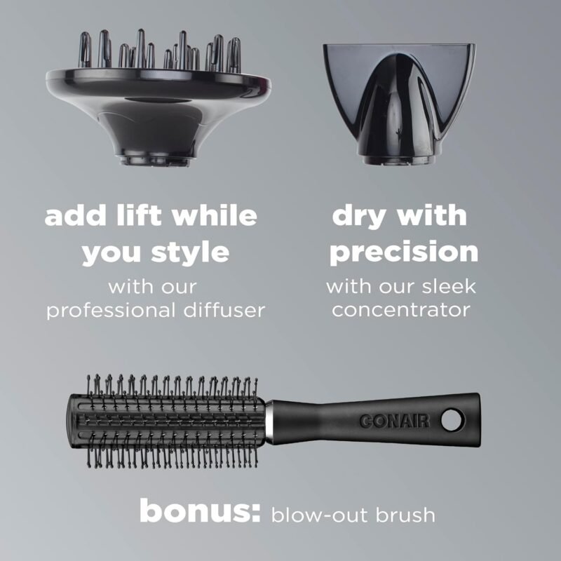 INFINITIPRO by CONAIR Hair Dryer with Diffuser | Salon Performance AC Motor Blow Dryer | Includes Diffuser, Concentrator and Bonus Blow-Out Brush | Orange | Packaging May Vary - Image 5