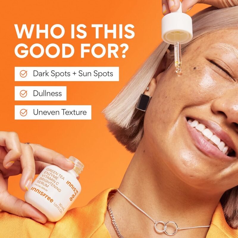 innisfree Green Tea Enzyme Vitamin C Serum for Dark Spot Fading, Korean Face Serum for Glow and Radiance - Image 8