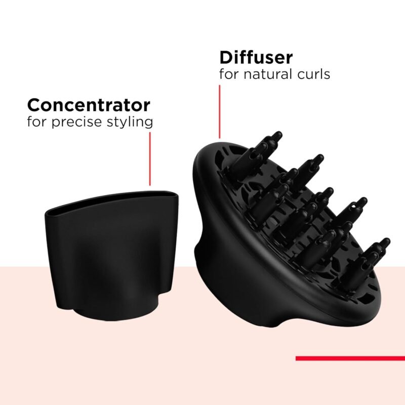 REVLON Dry Max Hair Dryer with Diffuser for Natural Curls| Prevents Frizz, Speeds Drying Time, and Reduces Damage, Plus Concentrator for Precise Styling, 1875 Watts (Silver) - Image 4