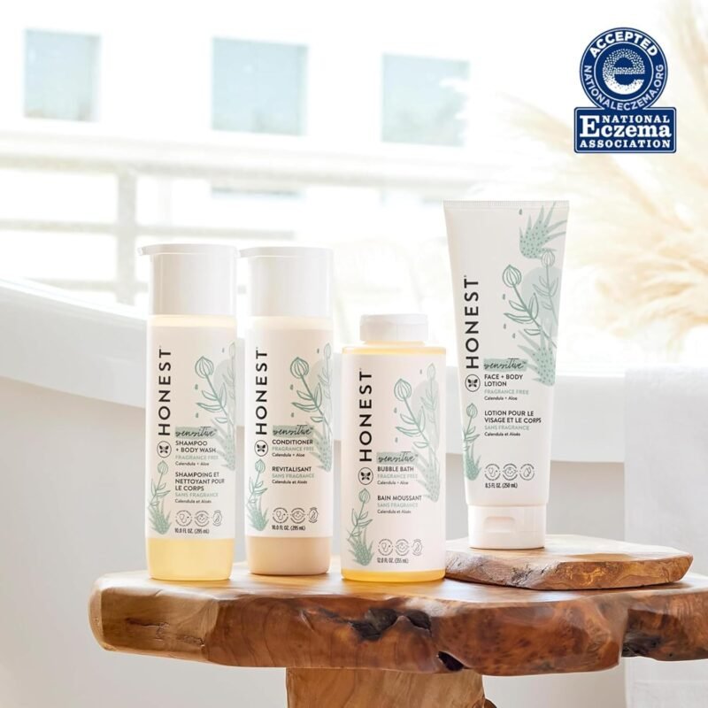The Honest Company Hydrating Face + Body Lotion | Fast Absorbing, Naturally Derived, Hypoallergenic | Fragrance Free Sensitive, 8.5 fl oz - Image 3