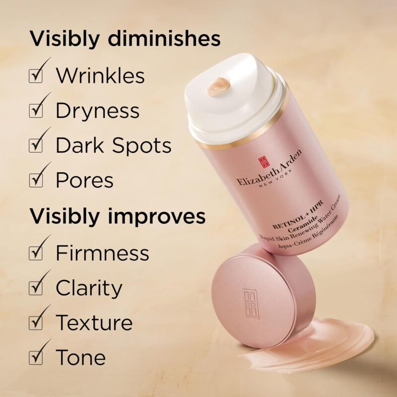 Elizabeth Arden Retinol Serum Wrinkle Filler + HPR Next Generation Retinoid, Ceramide, and Peptide Rapid Skin Renewing Water Day and Night Cream for Face and Neck - Image 5