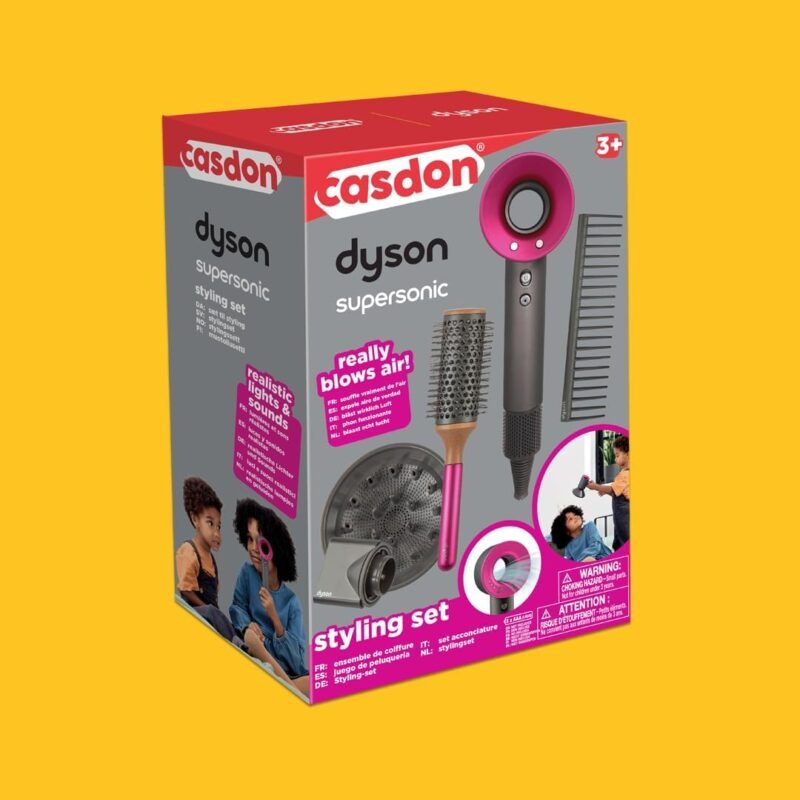 Casdon 73252 Dyson Supersonic Styling Set | Interactive Toy Hairdryer for Children Aged 3 Years & Up | Looks and Works Like The Real Thing, Grey - Image 8
