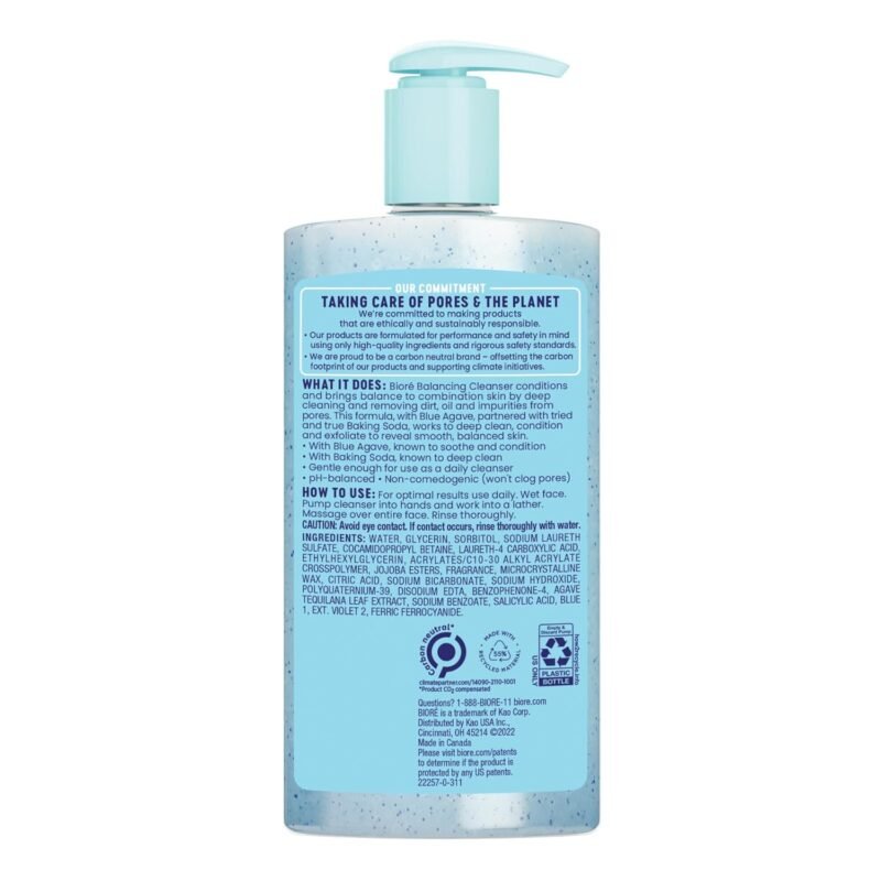 Bioré Balancing Face Wash, Cleanser For Combination Skin, PH Balanced Face Cleanser, Vegan, Cruelty Free 6.77 Oz, Pack of 3 - Image 7