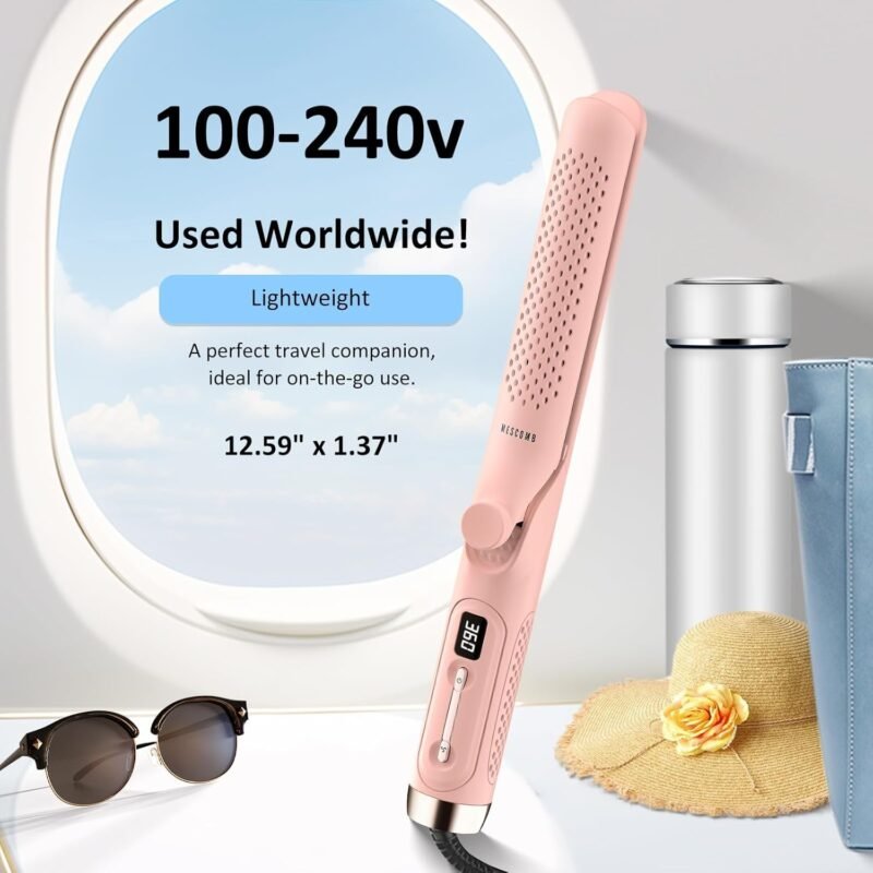 360° Airflow Styler Curling Iron - 1.25 Inch Hair Straightener and Curler 2 in 1 with Vented Cool Air to Lock in Style, Extra LongFlat Iron Curling Wand, Dual Voltage for Europe Travel - Image 5