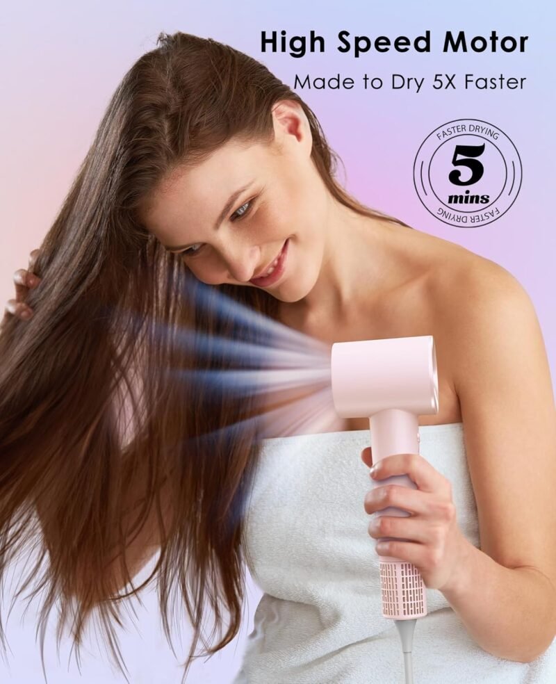 Hair Dryer, Negative Ionic Hair Dryers, High-Speed Blow Dryer with 110, 000 RPM Brushless Motor, Fast Drying Lightweight Travel Hairdryer, Low Noise Home Hair Dryer with Smooth Nozzle - Image 2