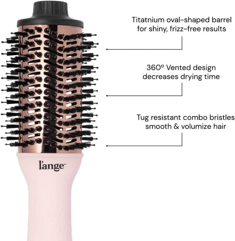 L'ANGE HAIR Le Volume 2-in-1 Titanium Blow Dryer Brush | Hot Air Brush in One with Oval Barrel | Hair Styler for Smooth, Frizz-Free Results for All Hair Types (Blush - 60mm) - Image 2