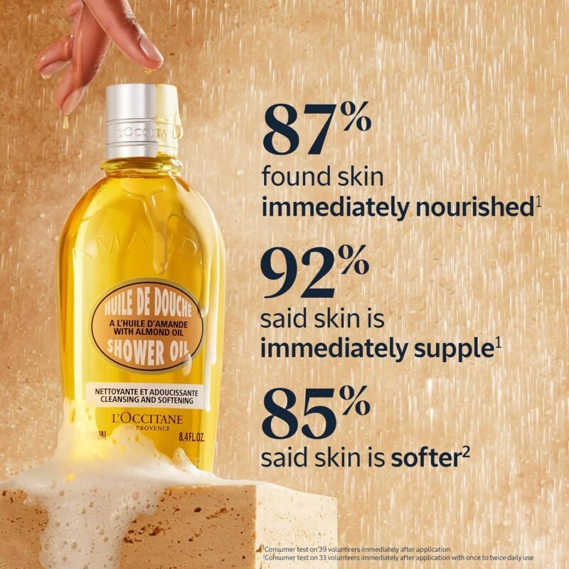 L'OCCITANE Almond Favorites Set: Cleansing Shower & Supple Skin Oils, Hand Cream & Moisturizer, Travel Size Skincare Essentials, Bath & Body Gift Set - Image 2